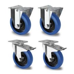 Flight-Case Hjul S�t -/- Blue Wheels � �.160x46 mm - Total h�jde 193 mm - Belastning 350 kg