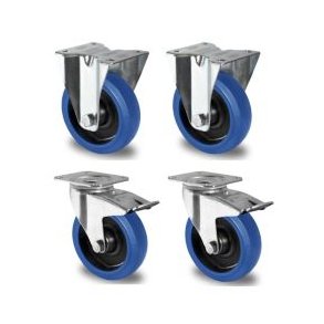 Flight-Case Hjul S�t -/- Blue Wheels � �.160x46 mm - Total h�jde 193 mm - Belastning 350 kg